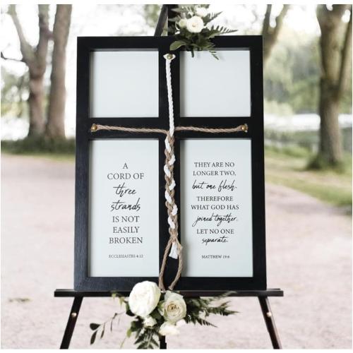Size 17x23in LOSOUR A Cord of Three Strands Wedding Sign,17x23in Marriage Devotional for Couples, Wedding Ceremony Sign For Couple, Anniversary Ideas for Couple (Black, 17 * 23)