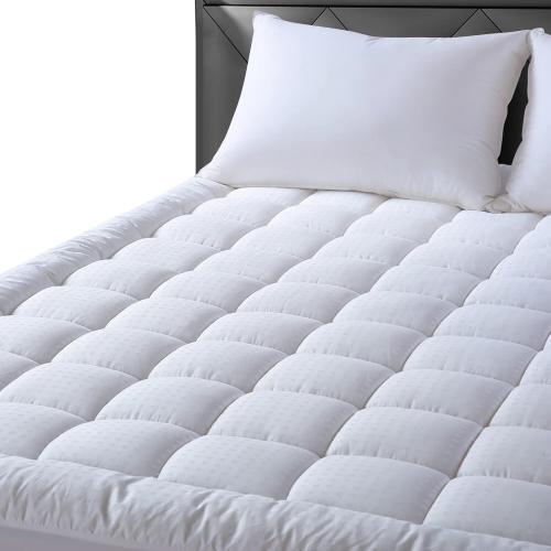 White Twin Size EASELAND Twin Size Mattress Pad Pillow Top Mattress Cover Quilted Fitted Cooling Protector Single Cotton Top 8-21 Deep Pocket (39x75 Inches, White)
