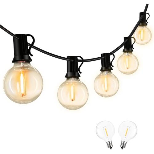 65FT LED Globe String Lights,Waterproof Hanging String Light with 30 Warm White Shatterproof G40 Bulbs(3 Spare), for Indoor/Outdoor Commercial Decor (65FT)