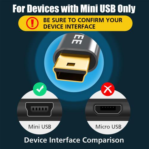 AGVEE 3.3ft USB-C to Mini USB Cable, Gold Plated End Tips, Braided Durable Mini-B 5-Pin to Type-C Data Charging Charger OTG Cord for Hero 3 , Canon Nikon Camera, GPS, Blue Yeti, Dark Gray