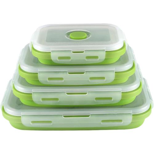 Collapsible Food Storage Containers | Silicone Food Storage Containers with Lids Stacking,8 Pack Travel Containers for Food, Collapsible Bowls with Lids, Foldable Storage Containers for Home Zorq