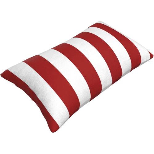 Red White Stripes Lumbar Throw Pillow Covers 12x20 Set of 2 Geometric Stripe Short Plush Pillows Case Modern Rectangle Cushion Cover Decorative Pillowcases for Bed Couch