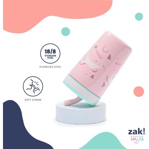 Multicolor 12oz Zak Designs Kelso Toddler Cups For Travel or At Home, 12oz Vacuum Insulated Stainless Steel Sippy Cup With Leak-Proof Design is Perfect For Kids (Spaceships)