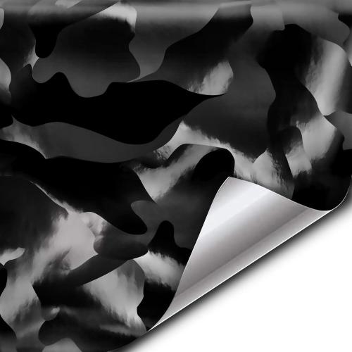 VViViD  Edition Black Stealth Large Sized Pattern Camouflage Vinyl Car Wrap Roll (6ft x 5ft) Self Adhesive Film Air Release Technology, Scratch Resistance, Protective Liner, Bubble-Free