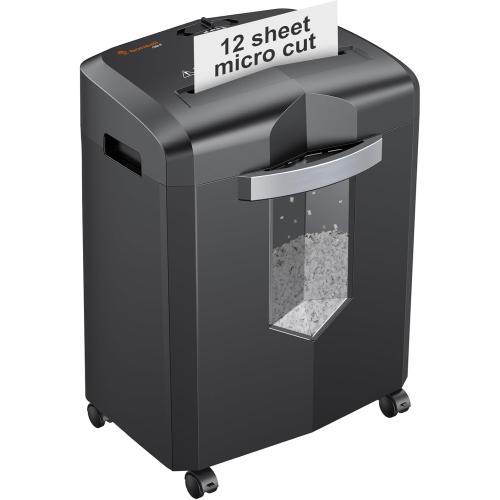 Bonsaii 12-Sheet Micro Cut Shredders for Home Office, 60 Minute P-4 Security Level Paper Shredder for CD, Credit Card, Mails, Staple, Clip, with Jam-Proof System & 4.2 Gal Pullout Bin C266-B