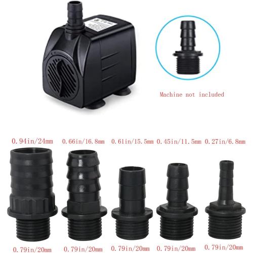 Nozzles Kit for Fountain Pump, Replacement Adapters 5 Sizes Plastic Nozzles for Aquarium, Fish Tank, Pond, Hydroponics, Statuary