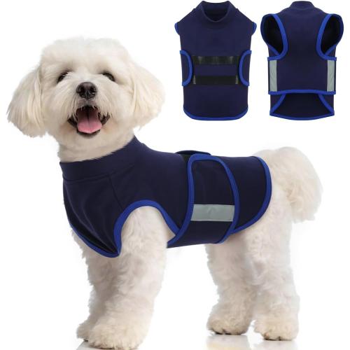 MIGOHI Dog Anxiety Relief Coat,Comfort Anxiety Vest for Dogs,Adjustable Anxiety Calming Wrap for Fireworks,Thunderstorm,Travel, Separation, Dog Anxiety Jacket for Small Dogs,S,NavyBlue