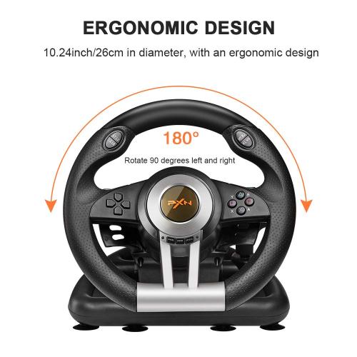 PXN PC Racing Wheel, V3II 180 Degree Universal Usb Car Sim Race Steering Wheel with Pedals for PS3, PS4, Xbox One, Xbox Series X/S, Switch (Black)