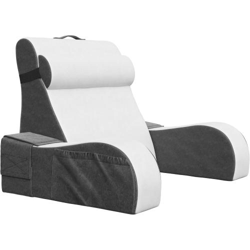 Kolbs Bed Wedge Pillow for Sleep Apnea, Acid Reflux, and Back Pain Relief, with Chic Jacquard Cover - Headboard Wedges for Sleeping (19 Wedge Reading - Grey)