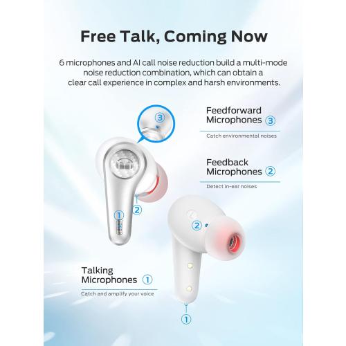 Monster Clarity 8.0 Hybrid Active Noise Cancelling Wireless Earbuds, 42dB in-Ear ANC Earphones Deep Bass with 6 Mics, Bluetooth 5.2, 50H Play Time with Wireless Charging Case