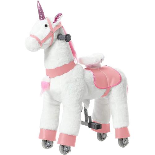JoJoPooNy Ride on Unicorn Toys for Girls, Ride on Horse Riding Pony for Children 3-6 Years Old, Rideable Plush Walking Horse Animal with Wheels