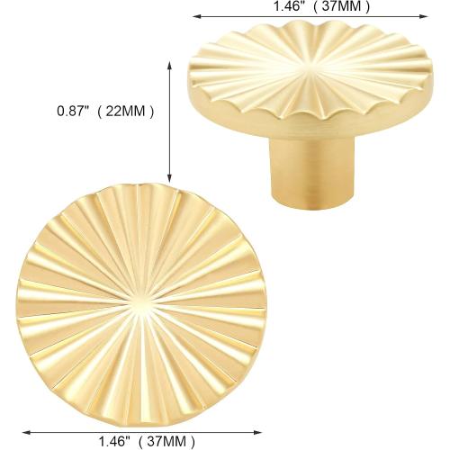 6 Pack Gold Kitchen Cabinet knobs and Pulls - Brushed Gold Zinc Cupboard Drawer Handles for Dresser Drawers