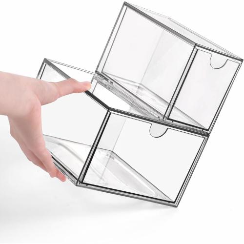 Stackable Storage, Clear Plastic Drawer Storage With 10 Drawers, 4 Different Sizes, Suitable For Desktop, Candy boxesunnels, Cosmetics, Stationery, Jewelry and Organization