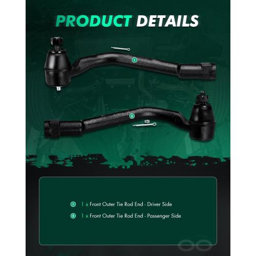 SCITOO ES800717 ES800718 Front Outer Tie Rod End fit 11-14 for Hyundai Sonata for Kia for Sportage 10-15 for Hyundai Tucson 11-15 for Kia Optima Suspension Pack of 2
