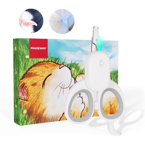 PAKEWAY Pet Nail Clipper with LED & -U-V Light, Cat Claw Trimmer with Ultra Bright LED Light for Nail Bloodline to Avoid Over Cutting, Sharp Angled Blade Grooming Tool for Dog Cat Rabbit Small Animals