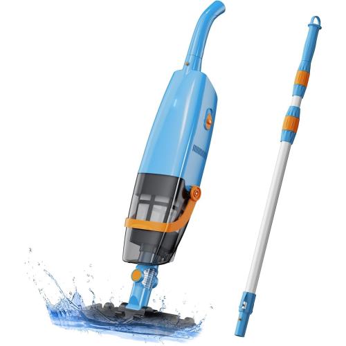 LVKE L2 Cordless Handheld Pool Vacuum for Above Ground Pool with Telescopic Pole, Strong Suction Power, Ideal for Deep Pool Cleaning, Blue
