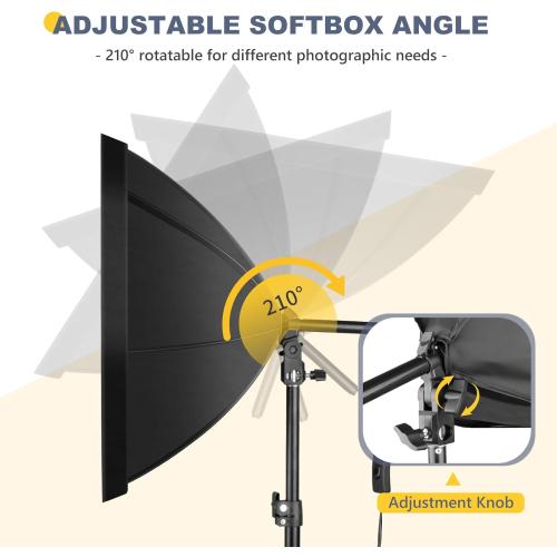 Torjim Softbox Photography Lighting Kit, 20'' x 20'' Professional Softbox Lighting Kit with 85W 3000-7500K LED Bulbs, Studio Lights for Photography/Video Recording/Live Streaming/Portraits Shooting