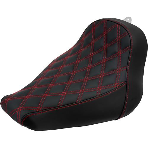 Motorcycle Solo Seat Cushion Diamond Leather Seat Compatible with Harley Breakout Fatboy 2018-2023 (Red Thread)