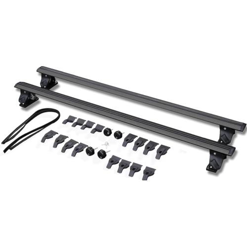 2PCS Lockable Roof Rail Rack Rooftop Luggage Sedan Crossbars Cross Bars Aluminum Alloy(Black)