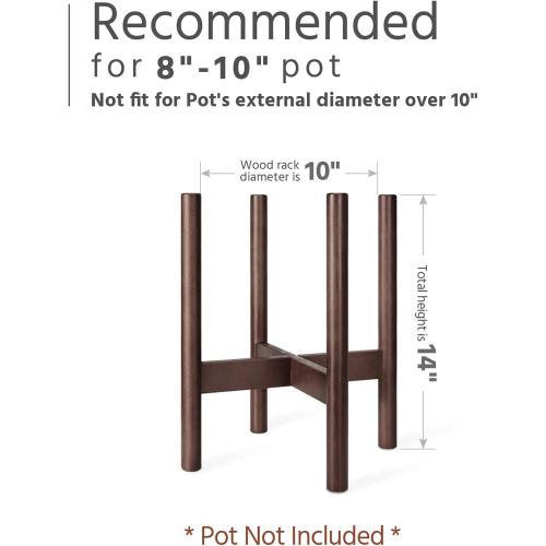 Mkono Plant Stand Mid Century Wood Flower Pot Holder (Plant Pot NOT Included) Modern Potted Stand Indoor Display Rack Rustic Decor, Up to 10 Inch Planter, Dark Brown