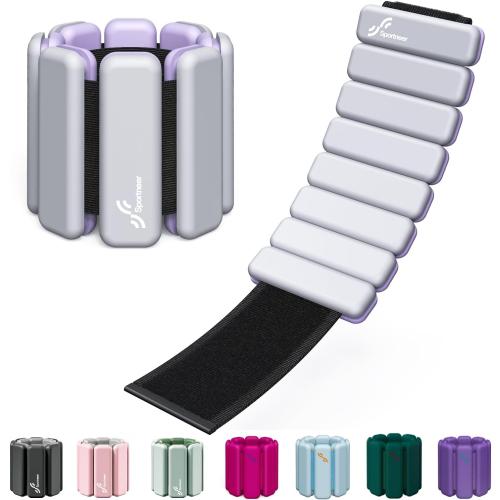 Sportneer Wrist & Ankle Weights for Women Men - 1 Pair (1 lb/2 lb Each) | Adjustable Weighted Bracelet Silicone Bangles for Yoga, Dance, Pilates, Cardio, Aerobics, Gym, Pool Exercises and Jogging