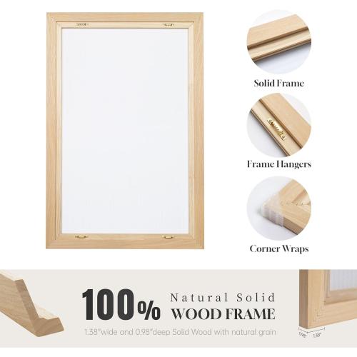 Large Framed Black and White Neutral Abstract Wall Art for Living Room, 3 Piece Boho Canvas Prints Paintings Artwork for Walls, Minimalist Geometric Pictures for Hallway Office Wall Decor 24x36 In