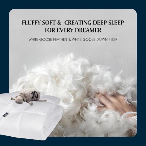 Serta Goose Feather Down Fiber Cotton Comforter Twin Size - 100% Cotton Duvet Insert - Hotel Luxury Hypoallergenic Bedding Comforter Light Warmth 68 x 90 Inch White