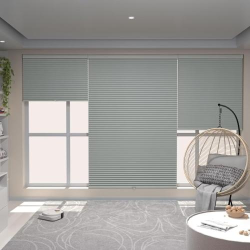 MYshade Cordless Blackout Window Blinds & Shades Pull Down Room Darkening Window Shades Light Blocking Honeycomb Cellular Shade for Indoor Windows Easy to Install 59 inch Wide, H72 Grey Blinds