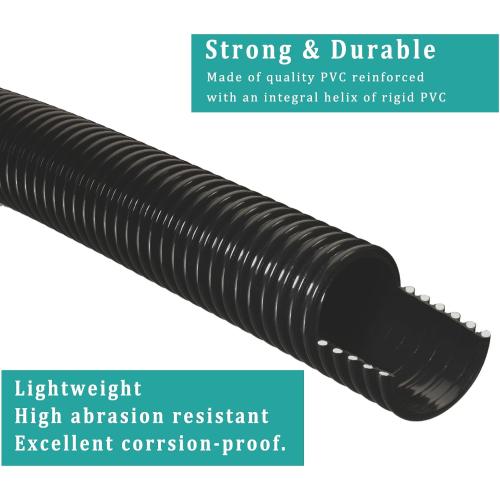 Black Pond Tubing ID 1” × 50ft Black Corrugated Flexible Reinforced Waterfall Pond Tube Sump Pump Hose, Non-toxic & Kinkproof (50 ft, 1 ID)
