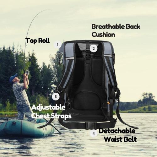 Waterproof Dry Bag Backpack for Kayaking, Roll Top Kayak Dry Backpack, Floating Outdoor Dry Sack Boating Sailing Canoeing Rafting Fishing Camping 85L Grey