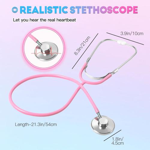 Phobby Kids Stethoscope Toy, 2 Pack Real Working Stethoscope Toy for Toddler 3 4 5, Doctor Play Set for Role Play, Medical Pretend Playset for Boys Girls Birthday Gift (Blue and Pink)