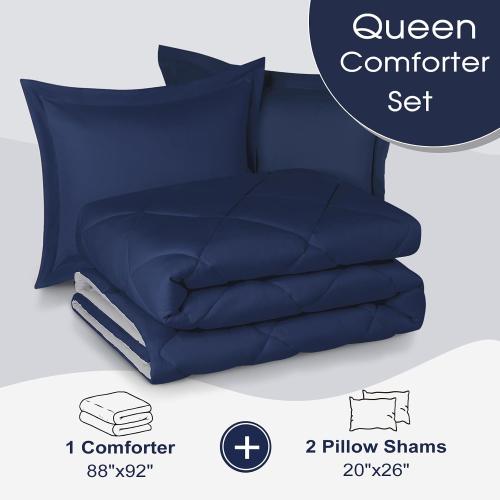 Basic Beyond Queen Comforter  - Navy Blue