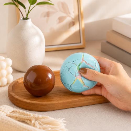 2 PCS Wax Cracking Squishy, Crunchy Stress Ball with Satisfying Crackling Sound for Stress Relief, Desk Display and Sensory Relaxation, in Chocolate Brown and Macaron Colors