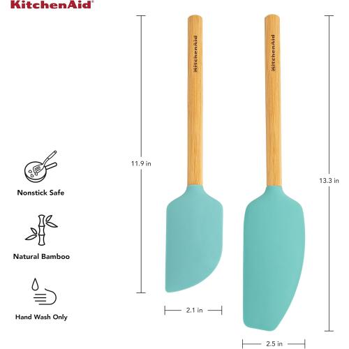 KitchenAid Bamboo Spatula Set, 4-Piece, Aqua Sky