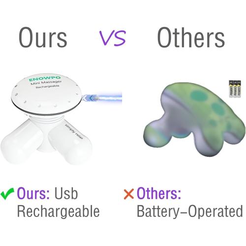 Handheld Mini Massager Hand Held Full Body Personal Massager Percussion Muscle Pain Relief for Neck, Back, Shoulder, Hand Massage Tools Cordless Massagers Vibrating-White