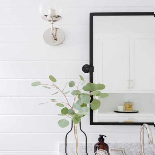 Black Metal Framed Pivot Rectangle Bathroom Mirror Tilting Beveled Vanity Mirrors for Wall 23'' x 24'' inches…