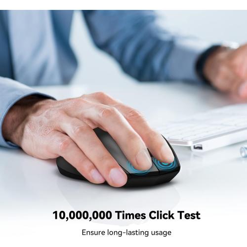 TECKNET Bluetooth Mouse, 4800 DPI Wireless Mouse, 2-Year Battery 6 Adjustable DPI, 6 Buttons Compatible with Laptop/Windows/Computer - Black