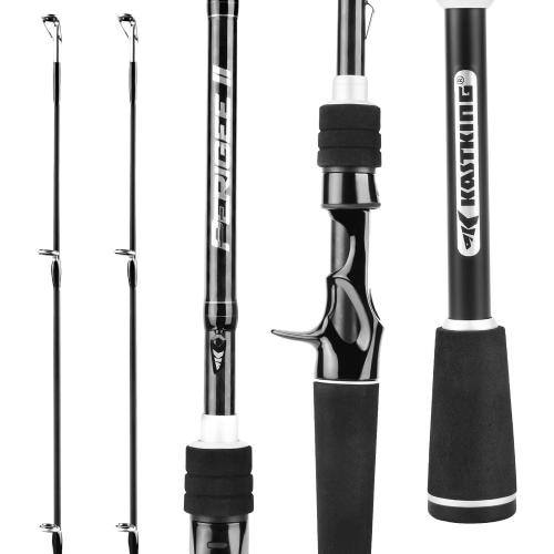 Color Black KastKing Perigee II Spinning & Casting Fishing Rods, Fuji O-Ring Line Guides, 24 Ton Carbon Fiber Casting and Spinning Rods - Two Pieces,Twin-Tip Rods and One Piece Rods