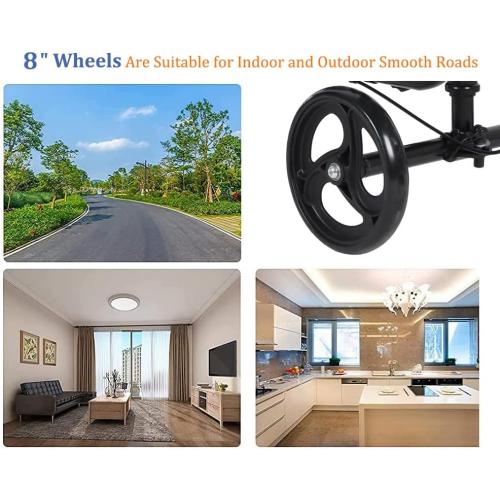 Economy Knee Scooter Steerable Knee Walker for Foot Injuries Compact Crutch Alternative with Dual Braking System (Blue)