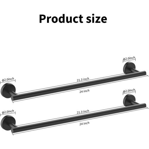 Cilee 2 Pieces Matte Black Bathroom Towel Bar, 24 Inch Towel Holder | Double Towel Racks, Bathroom Towel Holder, Towel Hanger for Bathroom Stainless Steel Wall Mount