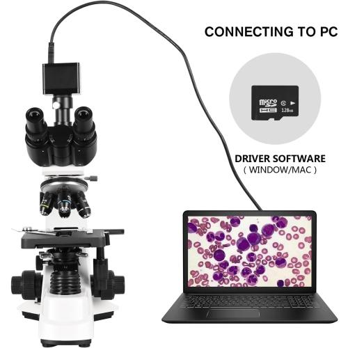 HSL 10-inch LCD Compound Trinocular Microscope,40x-2500x Professional Biological Microscopes for Adults Laboratory,2K Camera Digital Microscope LED WF10x WF16x WF25x eyepieces ABBE Condenser