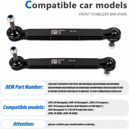 Sway Bar Links Stabilizer Bar Compatible with Renegade 2015-2022 500X 2016-2019 Compass 2017-2022 Replaces 68246496AA