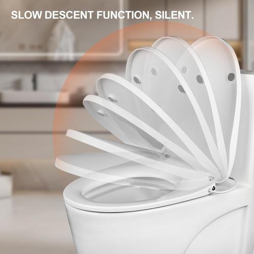 Heated Toilet Seat with Temperature Display and Built-in Side Controls, 3-Speed Heating Mode Elongated Toilet with Earth Leakage Protection, Slow Close Warming Toilet Seat with Auto Night Light
