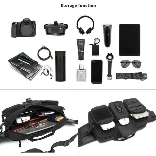 Large Fanny Pack for Men Women, Tactical Waist Pack Belt Bag Fit 7.9 Inch Tablet, Sling CrossBody Bag with Adjustable Strap for Workout Running Hiking (Black)