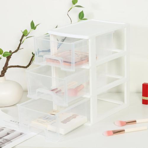 Gonice Small 3 Drawer Storage Organizer, White Plastic Drawer Storage, Small Desktop Organizer for Home, Office