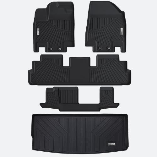 Floor Mats & Cargo Liner for 2022 2023 2024 2025 Nissan Pathfinder 8 Passenger/Infiniti QX60 7 Passenger,TPE All Weather Protection Slush Trunk mat