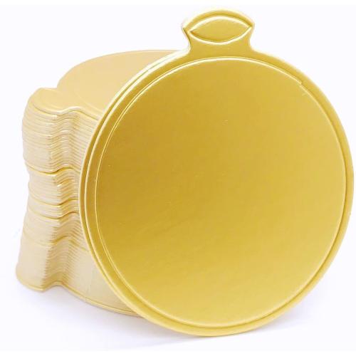 100pcs Mini Cake Boards, 3.1 Mini Round Cardboard, Golden | Mousse Cupcake Base for Cake Dessert