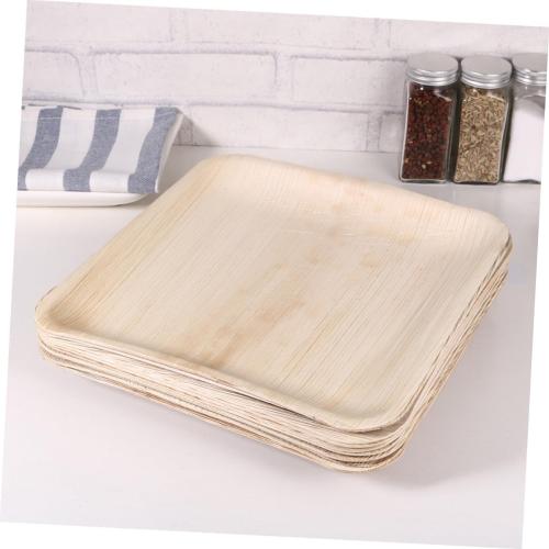 Palm Leaf Disposable Plates 5pcs 8-inch Square Biodegradable Party Wooden Cake Dessert Tableware Supplies for Catering and Events