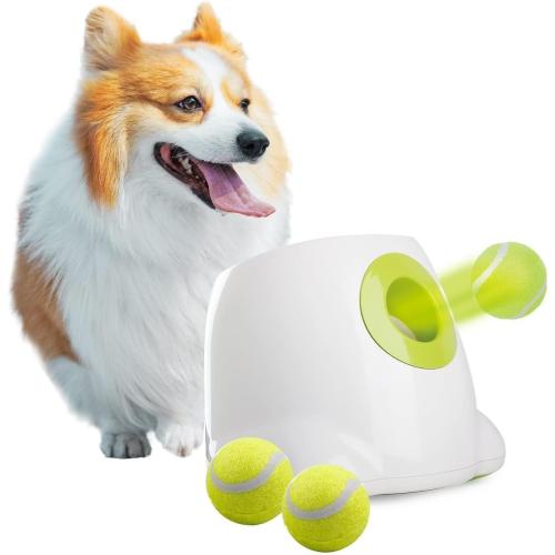 Automatic Dog Ball Launcher, Interactive Fetch Toy for Small to Medium Dogs, Pet Thrower Machine for Indoor & Outdoor Play, 3 Pcs 2-Inch Balls Included