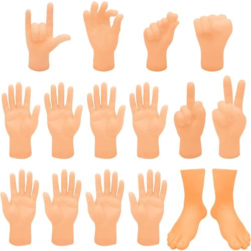 ZAKVOOR 16 Pcs Tiny Finger Hands Mini Rubber Finger Puppets Realistic Little Hand Finger for Display, Desk Decoration, Photography Props, and Creative Projects